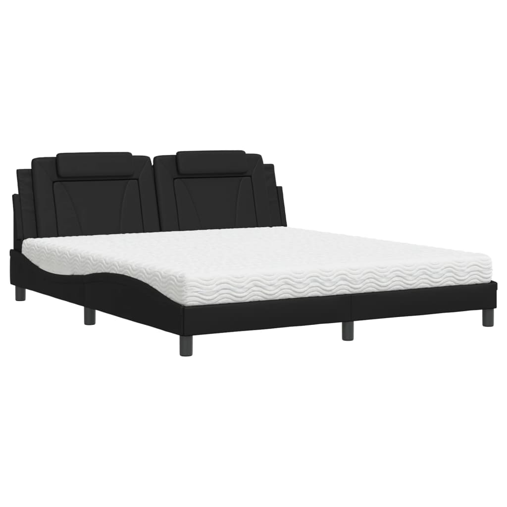 vidaXL Κρεβάτι Viana με Στρώμα Μαύρο 180x200 εκ. από Συνθετικό δέρμα