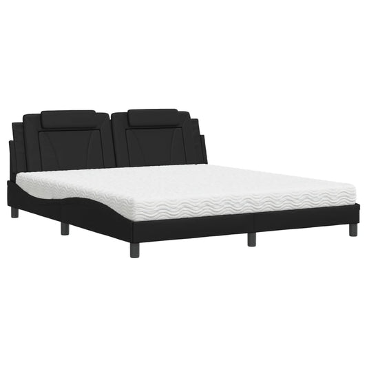 vidaXL Κρεβάτι Viana με Στρώμα Μαύρο 180x200 εκ. από Συνθετικό δέρμα
