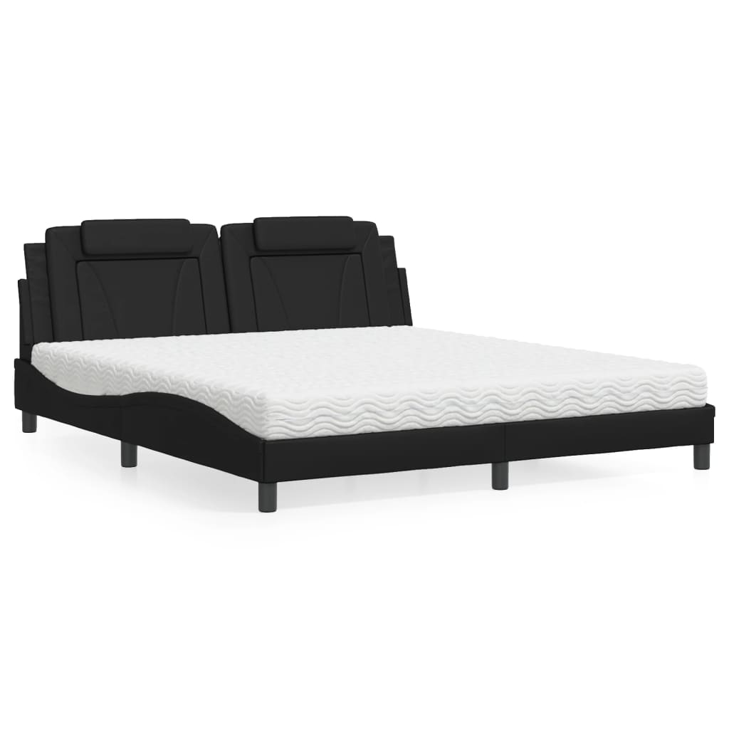 vidaXL Κρεβάτι Viana με Στρώμα Μαύρο 180x200 εκ. από Συνθετικό δέρμα