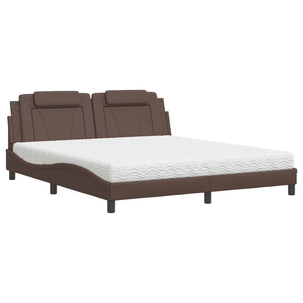 vidaXL Κρεβάτι Viana με Στρώμα Καφέ 180x200 εκ. Συνθετικό Δέρμα