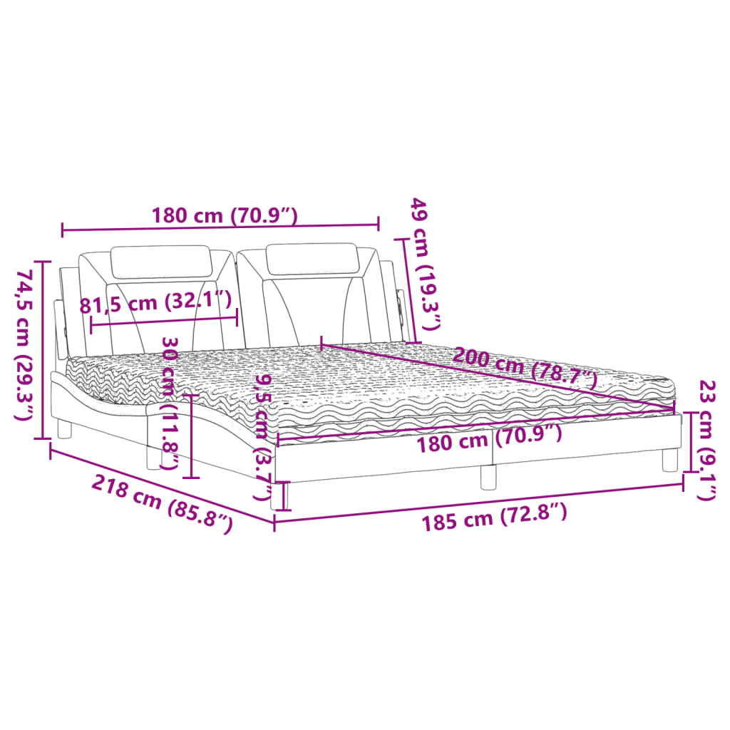 vidaXL Κρεβάτι Viana με Στρώμα Καπουτσίνο 180x200 εκ. Συνθ. Δέρμα