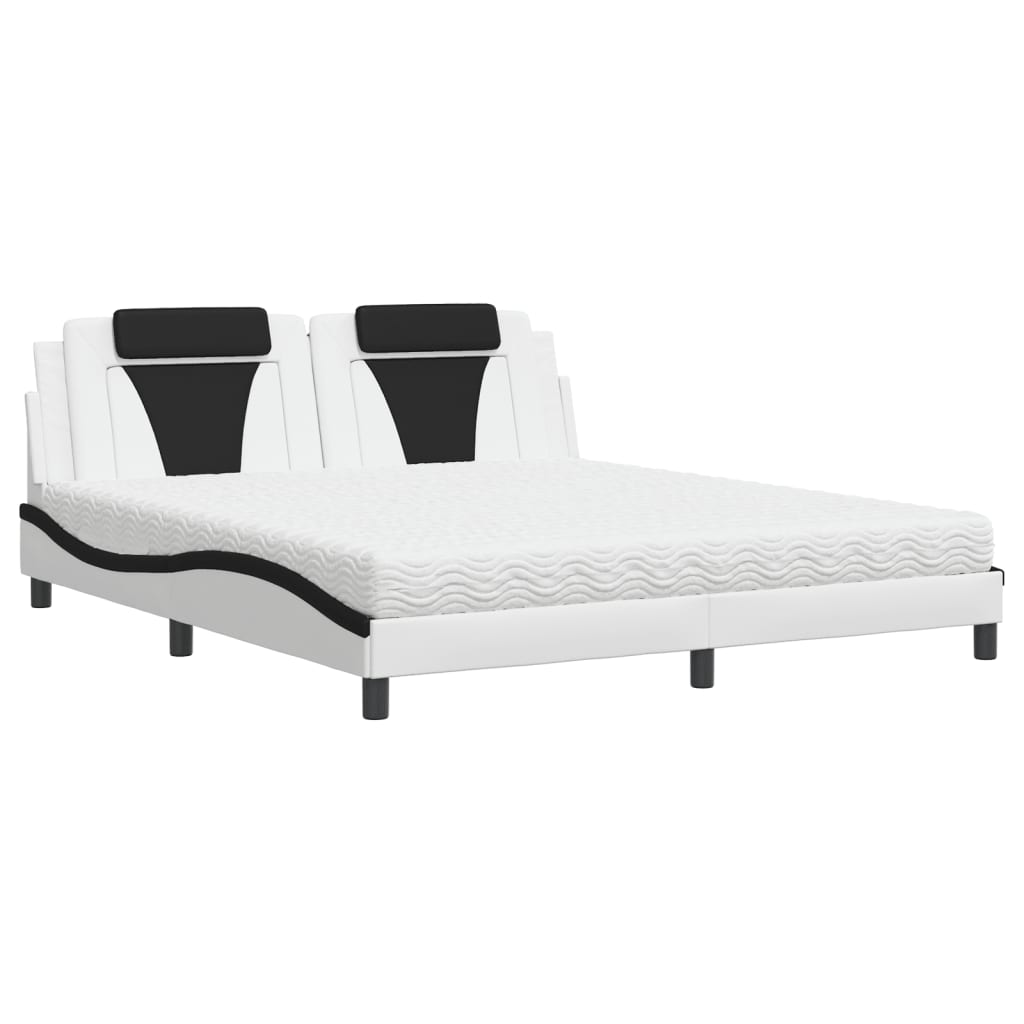 vidaXL Κρεβάτι Viana με Στρώμα Μαύρο/Λευκό 180x200 εκ. από Συνθετικό Δέρμα