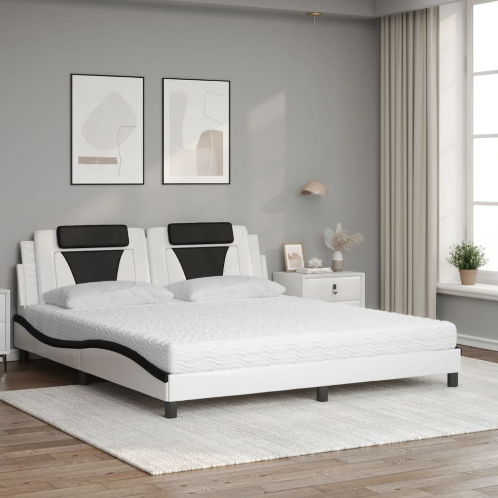 vidaXL Κρεβάτι Viana με Στρώμα Μαύρο/Λευκό 180x200 εκ. από Συνθετικό Δέρμα