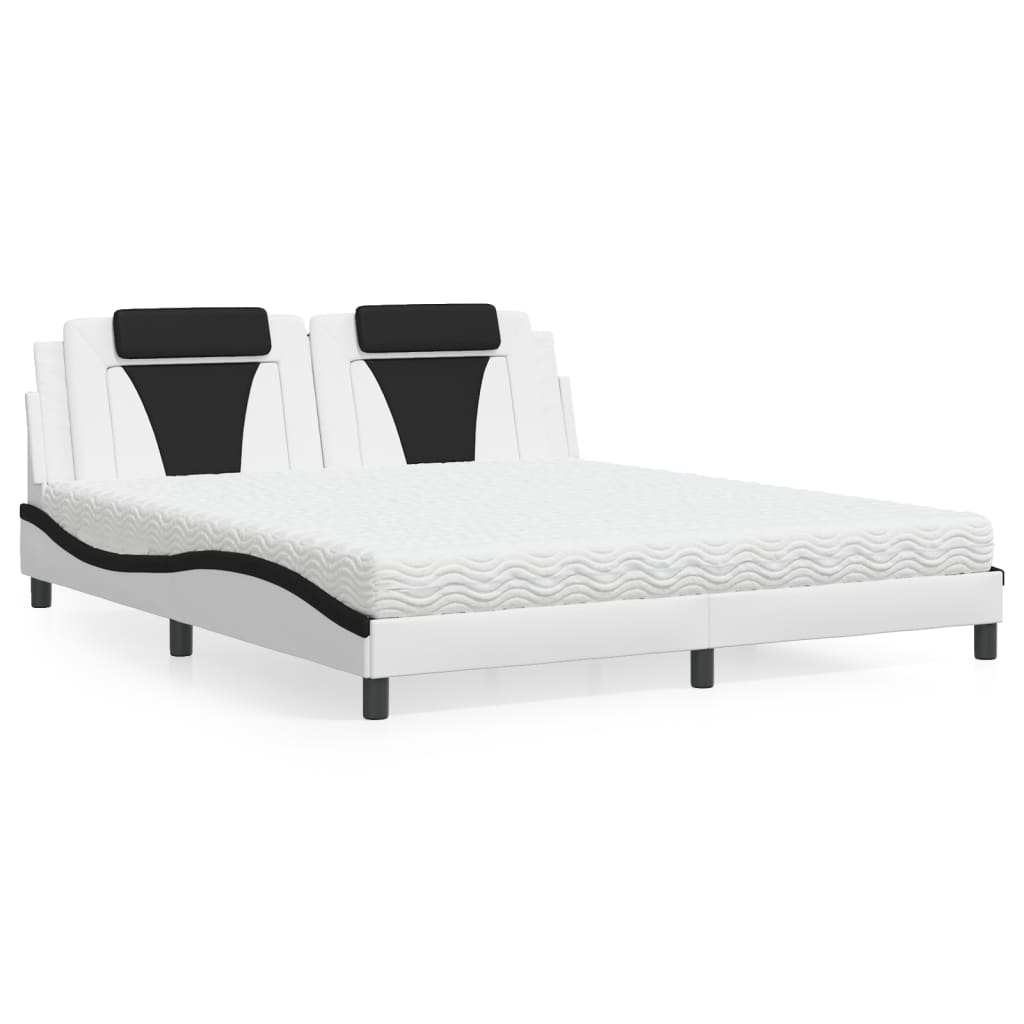 vidaXL Κρεβάτι Viana με Στρώμα Μαύρο/Λευκό 180x200 εκ. από Συνθετικό Δέρμα