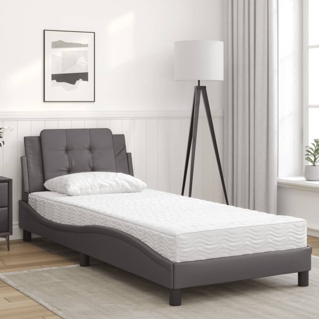vidaXL Σκελετός Κρεβατιού Χωρίς Στρώμα Zadar Γκρι 90x190 εκ. από Συνθετικό Δέρμα