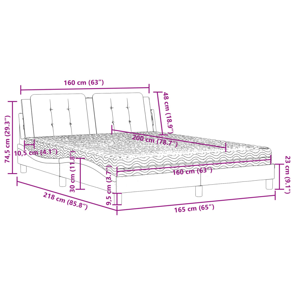 vidaXL Κρεβάτι με Στρώμα Zadar Καπουτσίνο 160x200εκ.από Συνθ.Δέρμα