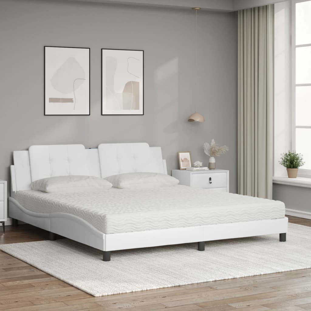 vidaXL Κρεβάτι με Στρώμα Zadar Μαύρο 180x200 εκ. από Συνθετικό δέρμα