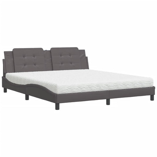 vidaXL Κρεβάτι με Στρώμα Zadar Γκρι 180x200 εκ. Συνθετικό Δέρμα