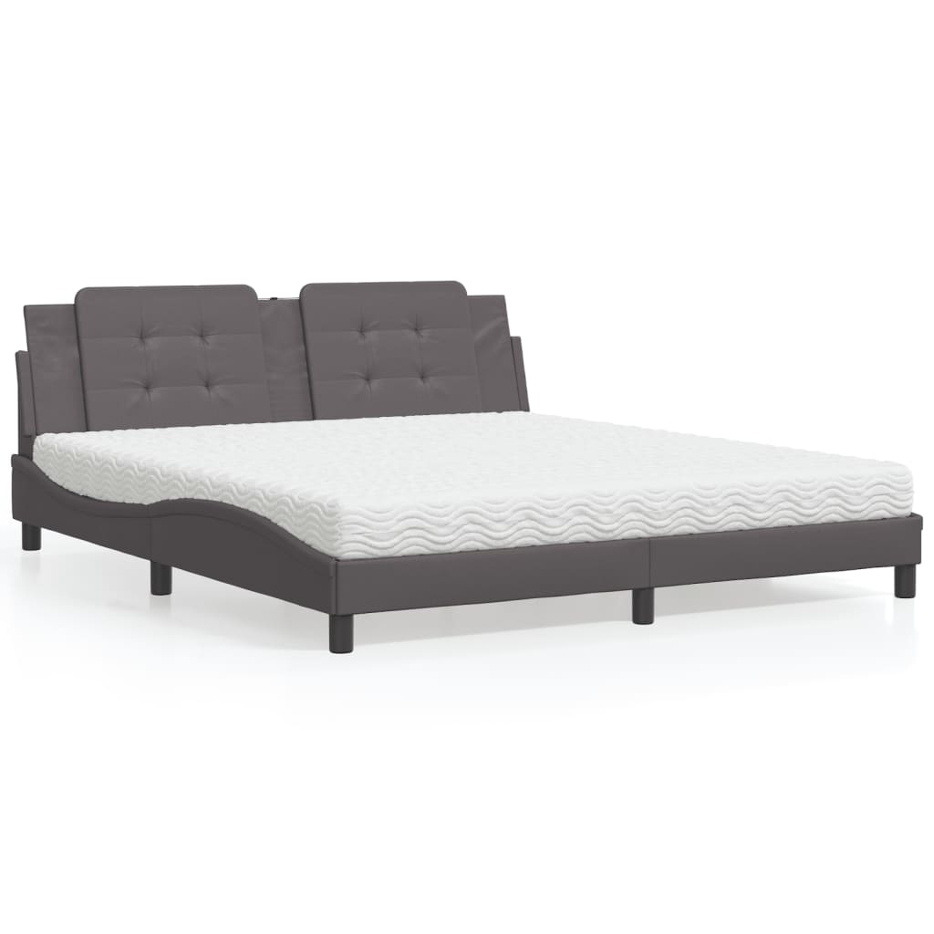 vidaXL Κρεβάτι με Στρώμα Zadar Γκρι 180x200 εκ. Συνθετικό Δέρμα