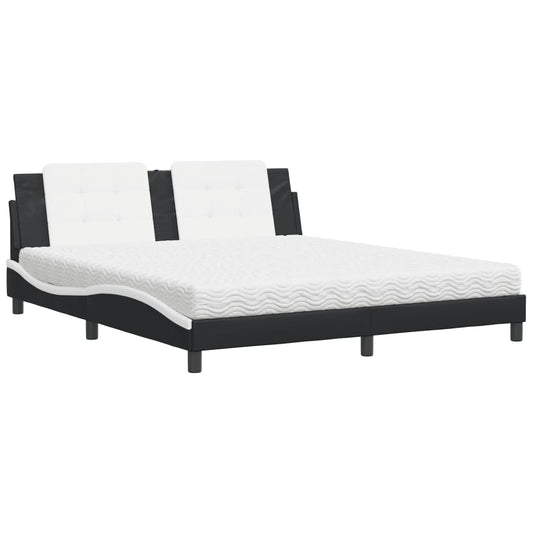 vidaXL Κρεβάτι με Στρώμα Zadar Μαύρο/Λευκό 180x200 εκ. από Συνθετικό δέρμα