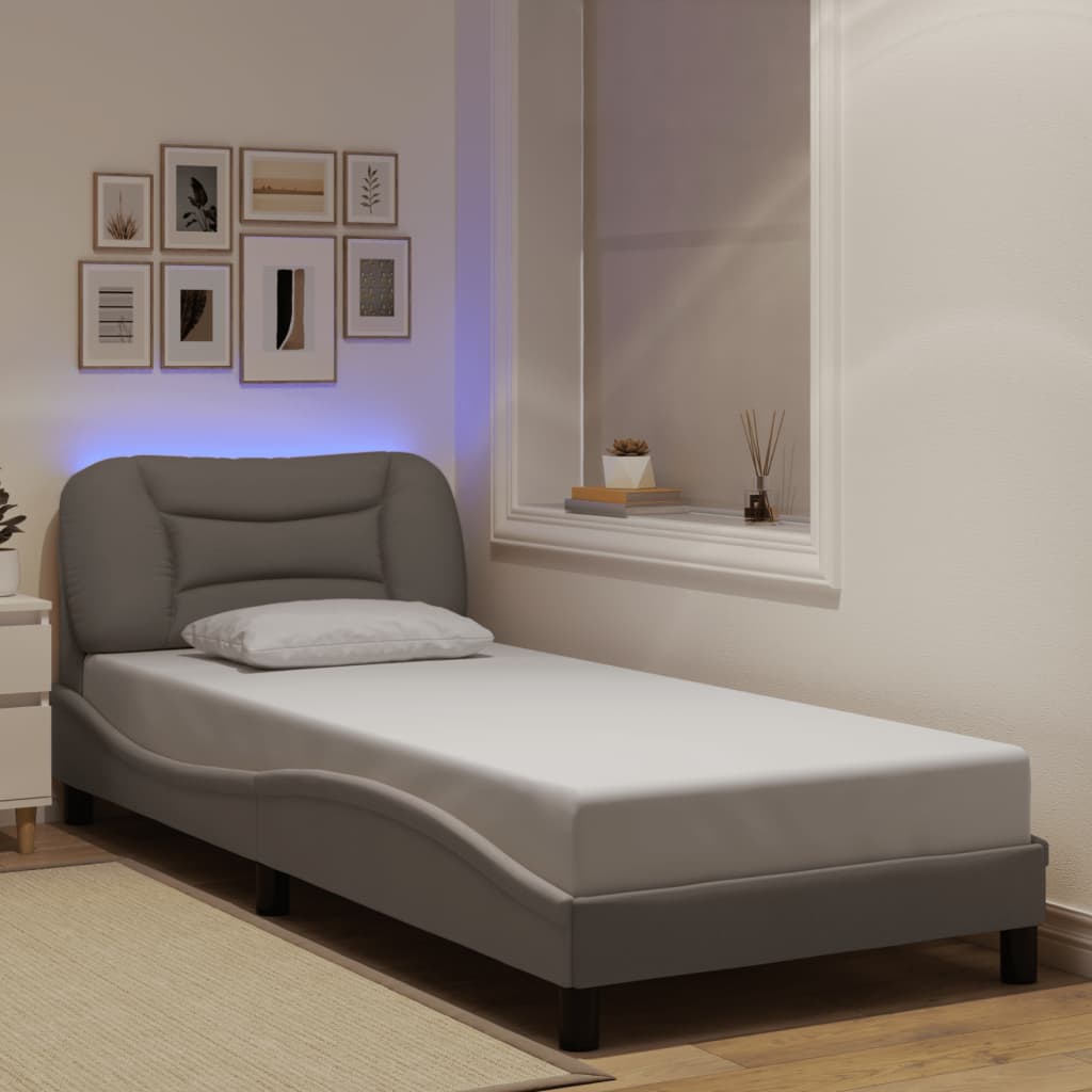 vidaXL Πλαίσιο κρεβατιού με LED χωρίς στρώμα Hvar Taupe 80x200 εκ. Υφασμάτινο