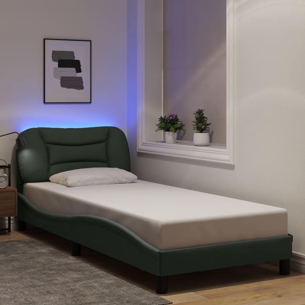 vidaXL Σκελετός Κρεβατιού με LED Χωρίς Στρώμα Hvar Σκ. Γκρι 90x190 εκ.