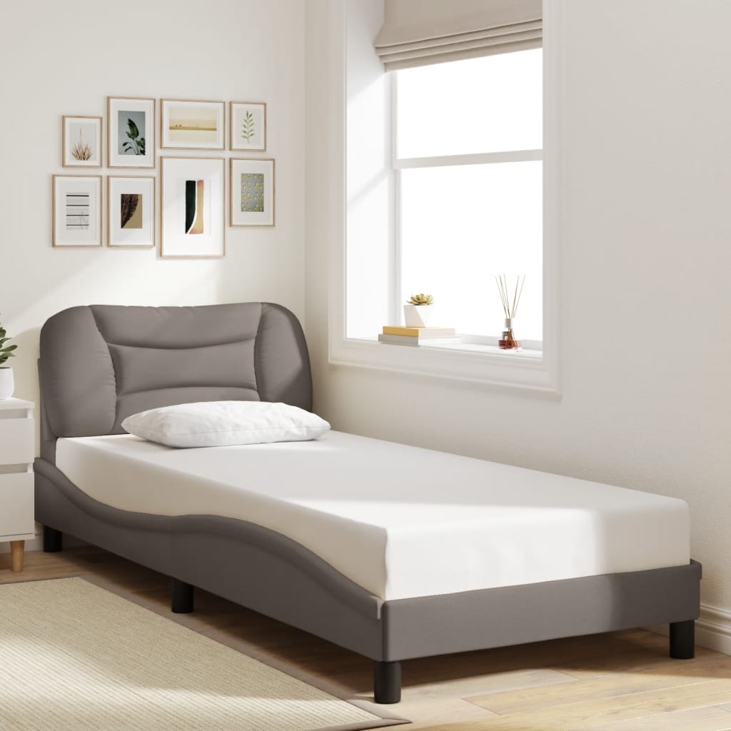 vidaXL Σκελετός Κρεβατιού με LED Χωρίς Στρώμα Hvar Taupe 90x200 εκ.