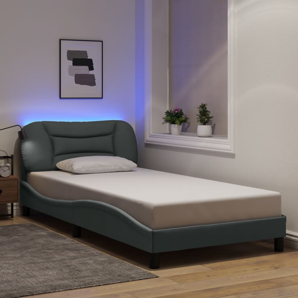 vidaXL Σκελετός Κρεβατιού με LED Χωρίς Στρώμα Hvar Αν. Γκρι 100x200 εκ.
