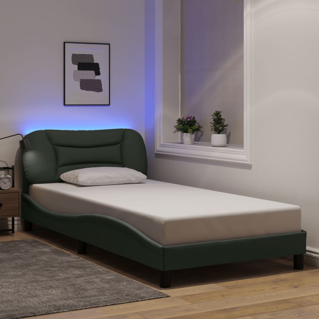 vidaXL Σκελετός Κρεβατιού με LED Χωρίς Στρώμα Hvar Σκ. Γκρι 100x200 εκ.