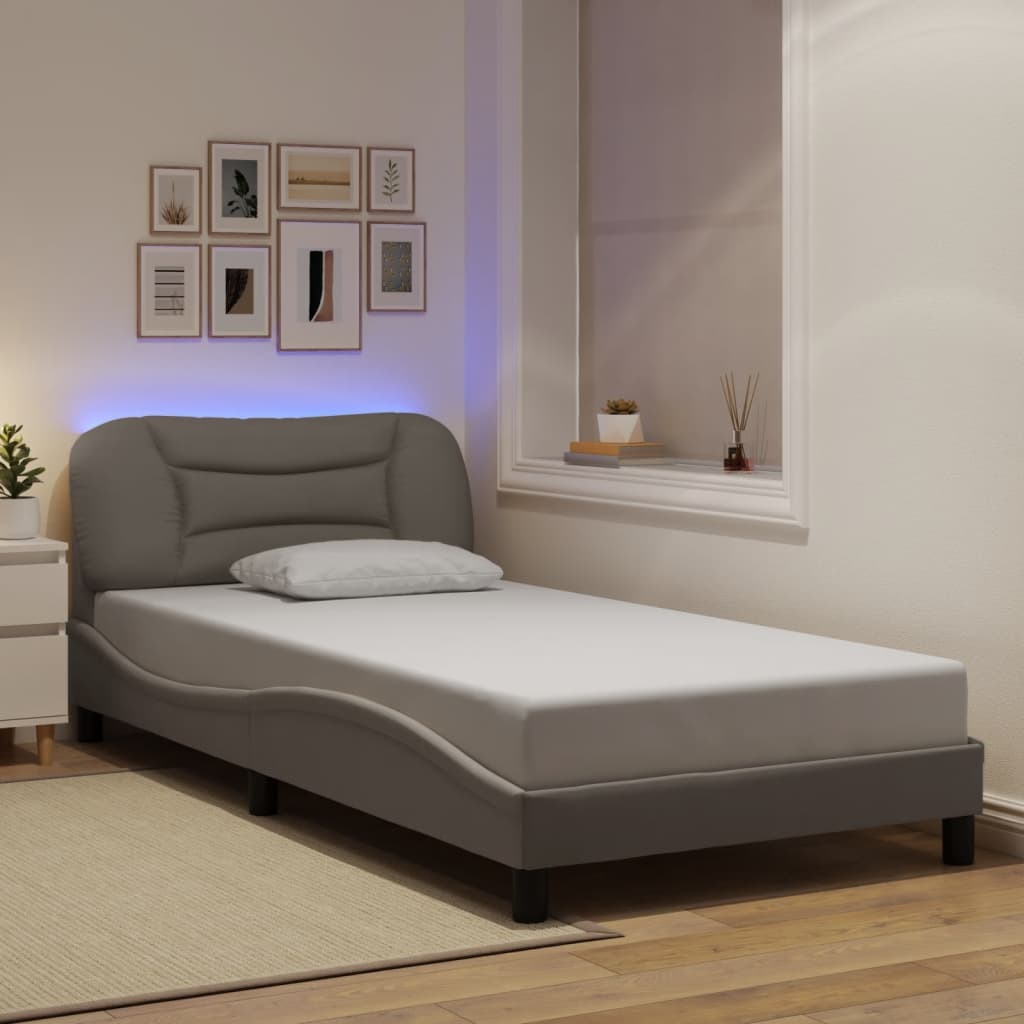 vidaXL Σκελετός Κρεβατιού με LED Χωρίς Στρώμα Hvar Taupe 100 x 200 εκ.