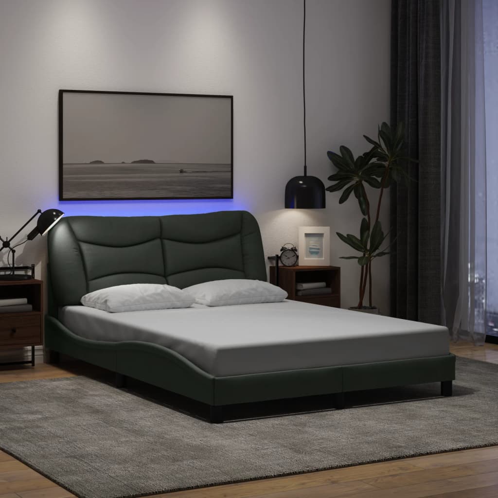 vidaXL Σκελετός Κρεβατιού με LED Χωρίς Στρώμα Hvar Σκ. Γκρι 120x200 εκ.