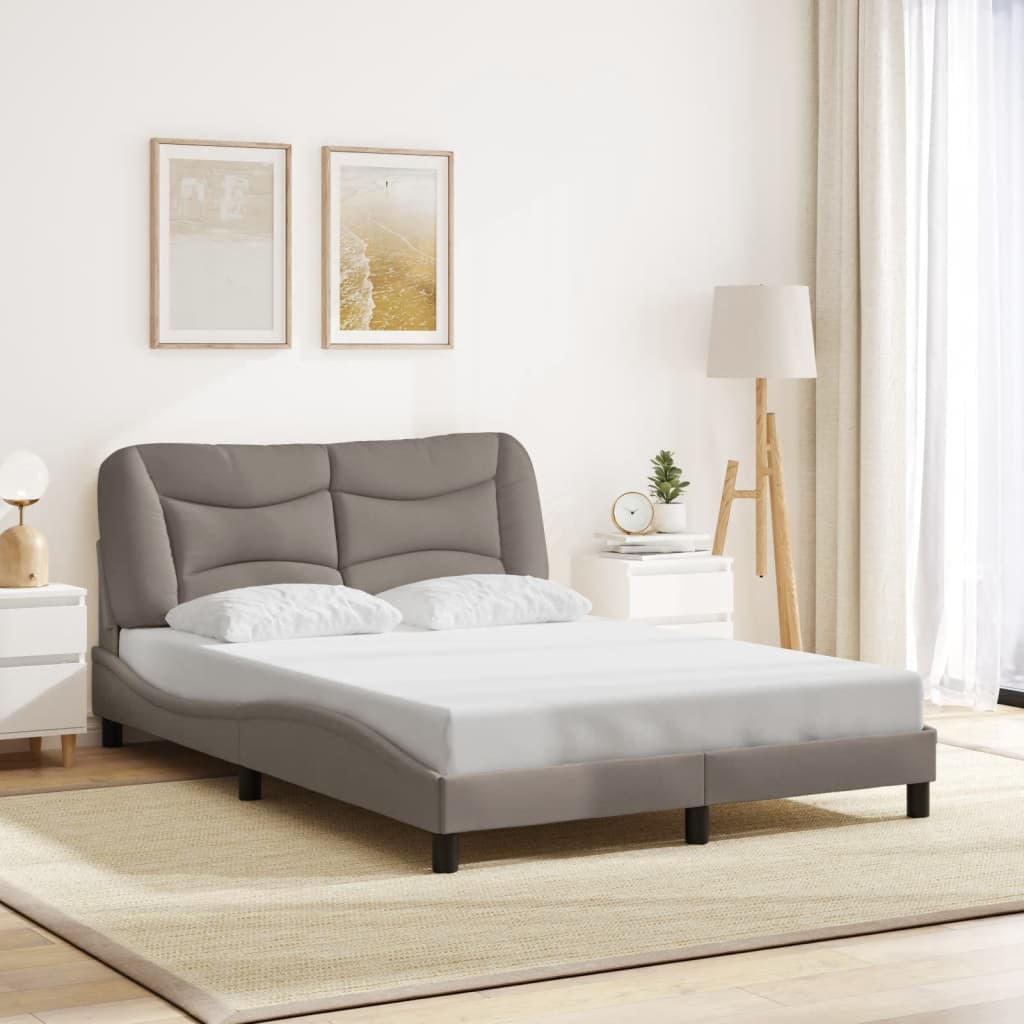 vidaXL Πλαίσιο κρεβατιού με LED χωρίς στρώμα Hvar Taupe 140x190 cm Ύφασμα