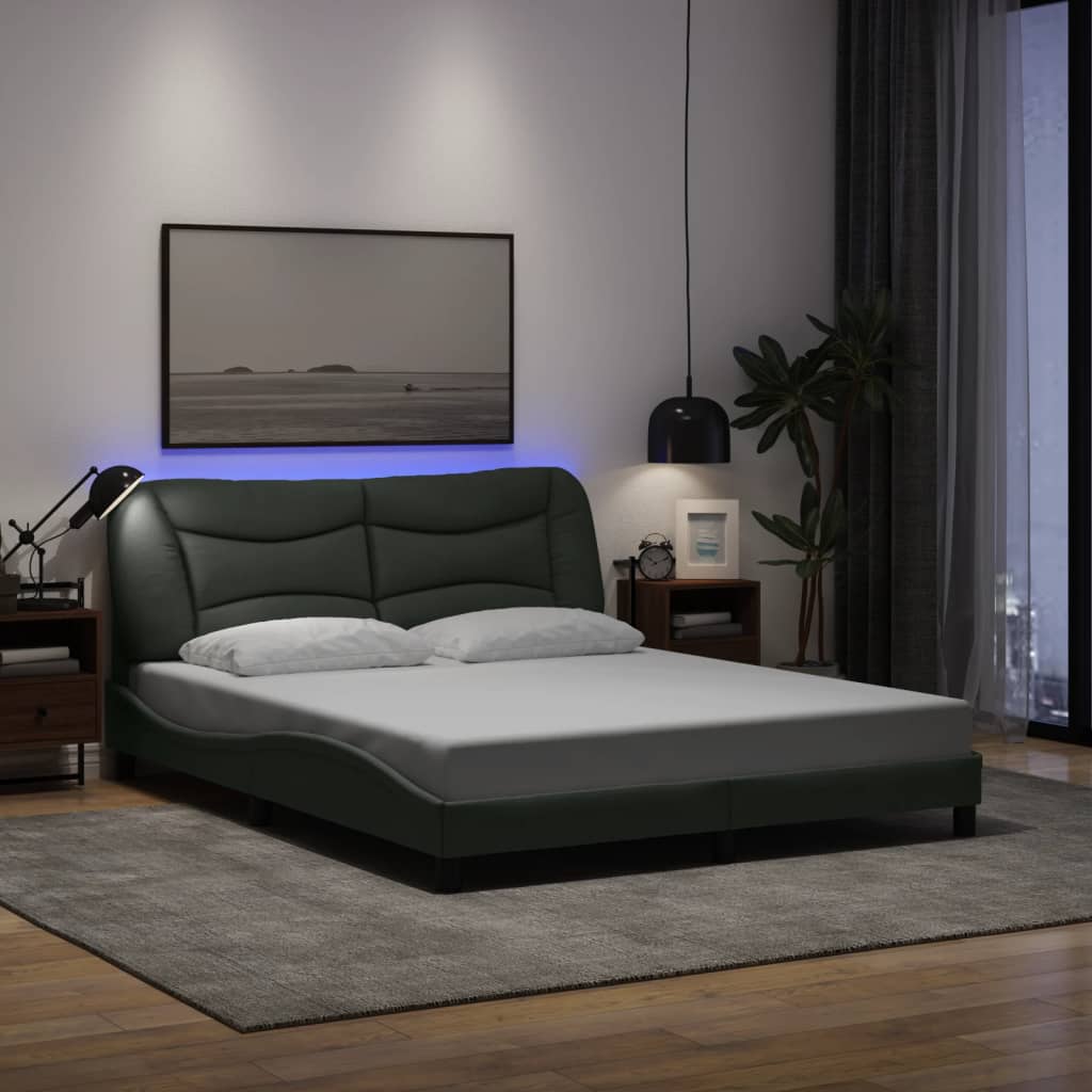 vidaXL Σκελετός Κρεβατιού με LED Χωρίς Στρώμα Hvar Σκ. Γκρι 160x200 εκ.
