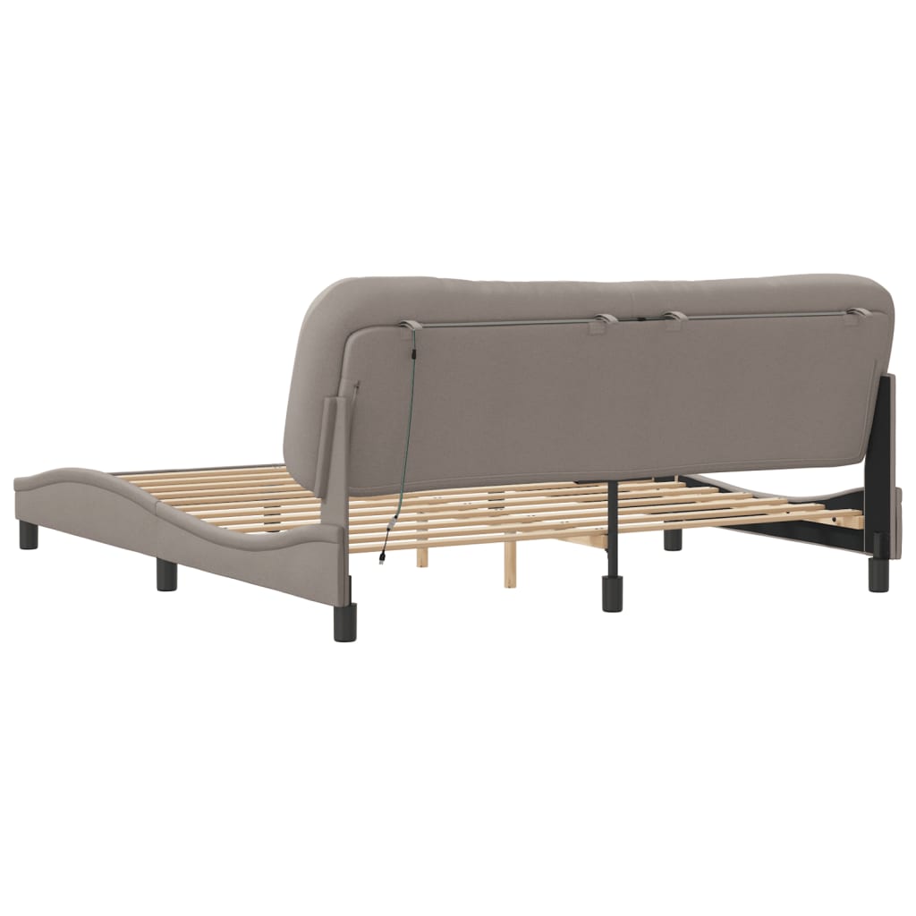 vidaXL Πλαίσιο κρεβατιού με LED χωρίς στρώμα Hvar Taupe 180x200 cm Ύφασμα