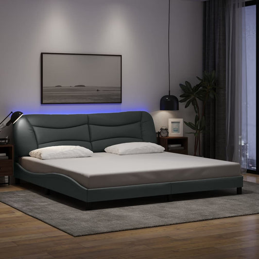 vidaXL Σκελετός Κρεβατιού με LED Χωρίς Στρώμα Hvar Αν. Γκρι 200x200 εκ.