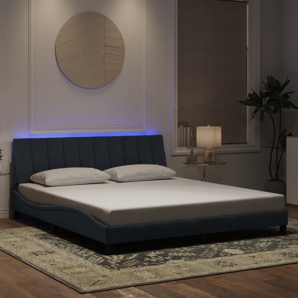 vidaXL Πλαίσιο Κρεβατιού με LED χωρίς Στρώμα Hanko Σκούρο Γκρι 180x200 εκ. Βελούδινο