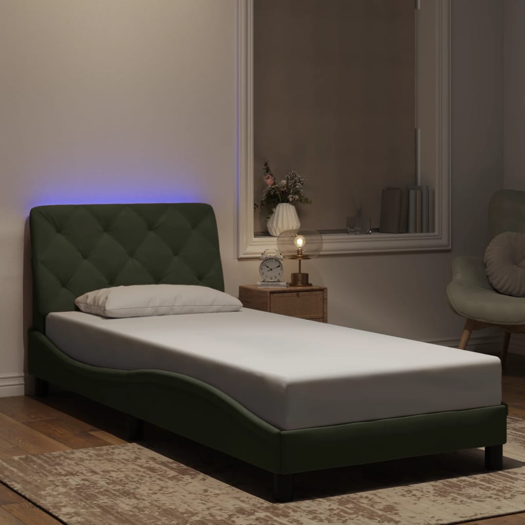 vidaXL Πλαίσιο κρεβατιού με LED χωρίς στρώμα Ανοιχτό Γκρι 80x200 εκ. Βελούδινο