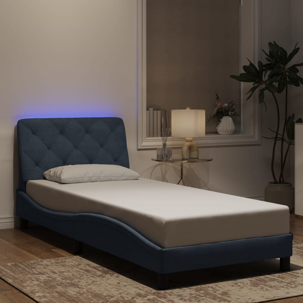 vidaXL Πλαίσιο κρεβατιού με LED χωρίς στρώμα Σκούρο Γκρι 80x200 εκ. Βελούδινο