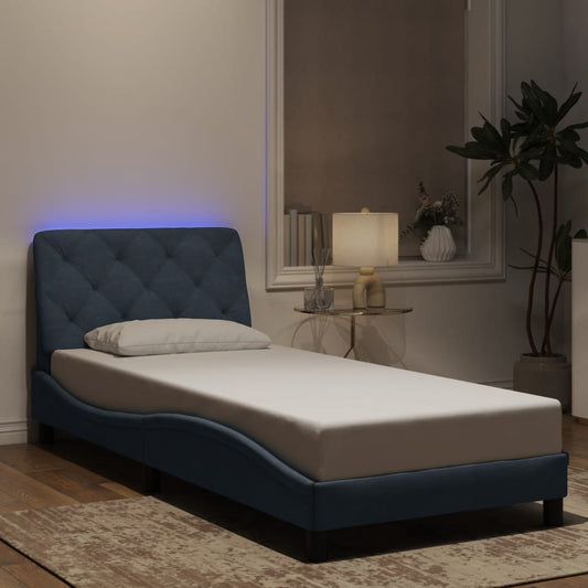 vidaXL Πλαίσιο κρεβατιού με LED χωρίς στρώμα Σκούρο Γκρι 90x200 εκ. Βελούδινο