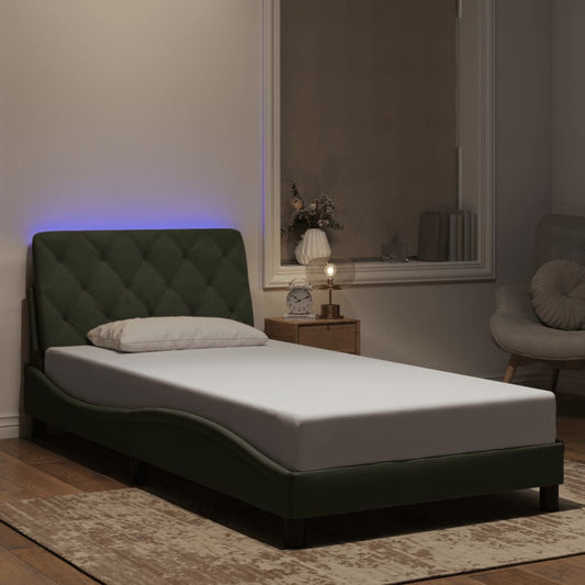 vidaXL Πλαίσιο κρεβατιού με LED χωρίς στρώμα Ανοιχτό Γκρι 100x200 εκ. Βελούδινο