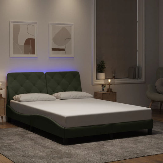 vidaXL Πλαίσιο κρεβατιού με LED χωρίς στρώμα Ανοιχτό Γκρι 120x200 εκ. Βελούδινο
