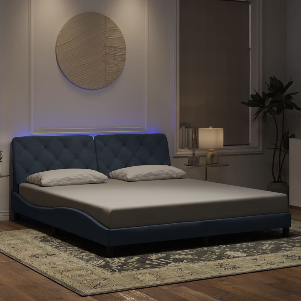 vidaXL Πλαίσιο κρεβατιού με LED χωρίς στρώμα Σκούρο Γκρι 180x200 εκ. Βελούδινο