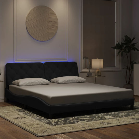 vidaXL Πλαίσιο κρεβατιού με LED χωρίς στρώμα Μαύρο 180 x 200 εκ. Βελούδινο