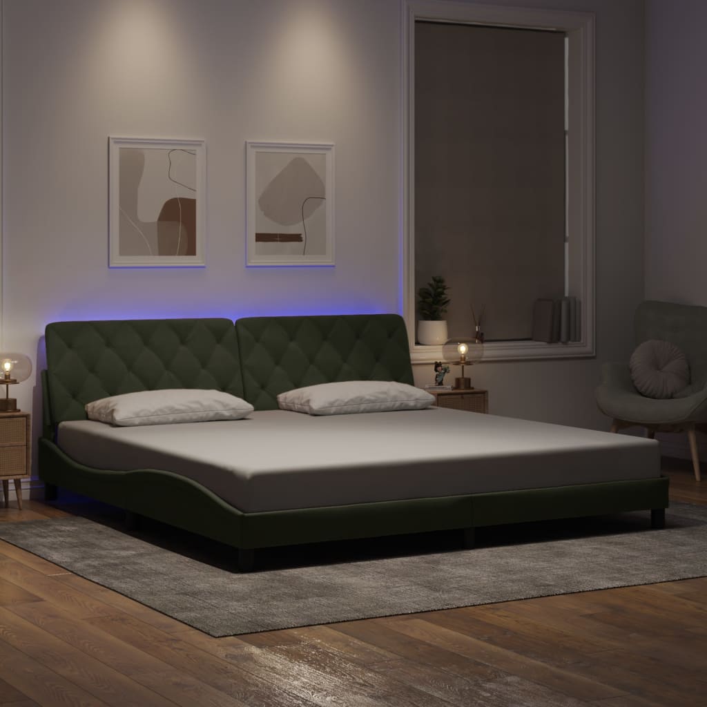 vidaXL Πλαίσιο κρεβατιού με LED χωρίς στρώμα Ανοιχτό Γκρι 200x200 εκ. Βελούδινο