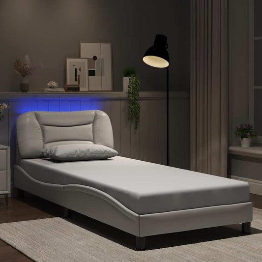 vidaXL Πλαίσιο κρεβατιού με LED χωρίς στρώμα Hvar Λευκό 80x200 εκ.