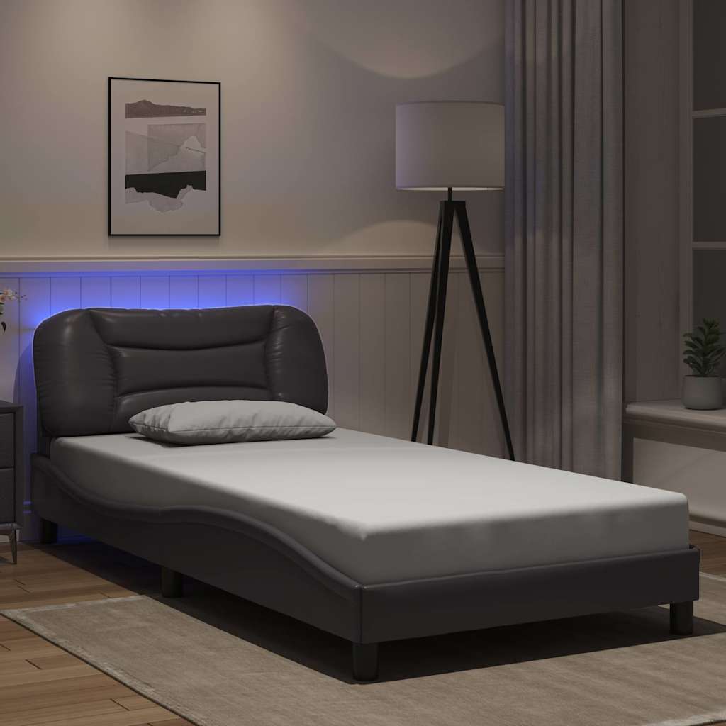 vidaXL Πλαίσιο κρεβατιού με LED χωρίς στρώμα Hvar Γκρι 100x200 εκ.