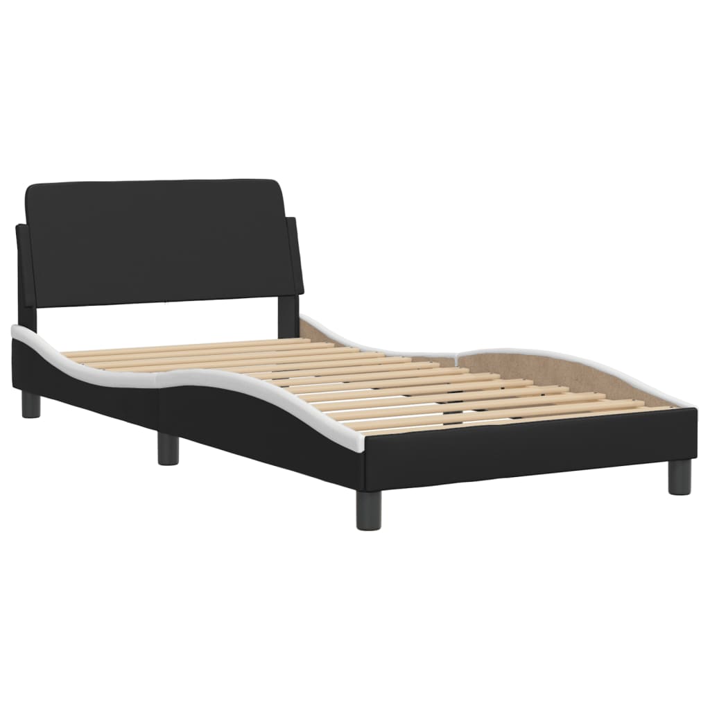 vidaXL Πλαίσιο κρεβατιού με LED χωρίς στρώμα Hvar Μαύρο/Λευκό 100x200εκ.