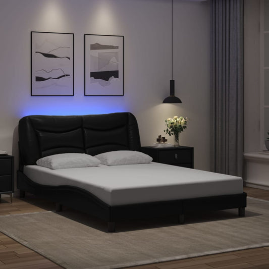 vidaXL Πλαίσιο κρεβατιού με LED χωρίς στρώμα Hvar Μαύρο 120x200 εκ.