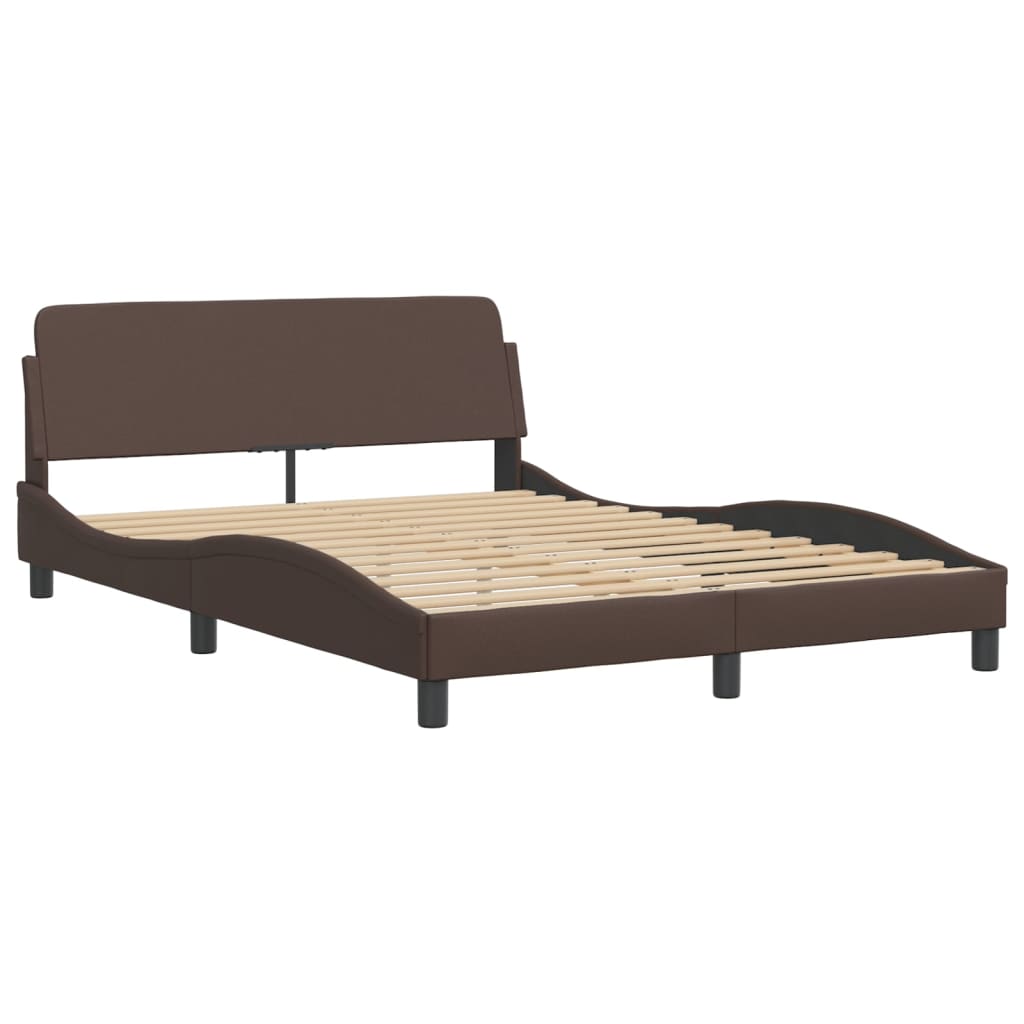 vidaXL Πλαίσιο κρεβατιού με LED χωρίς στρώμα Hvar Καφέ 140x190 εκ.
