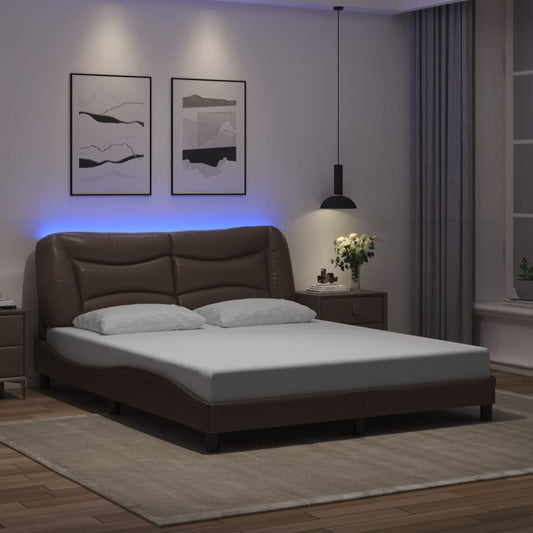 vidaXL Πλαίσιο κρεβατιού με LED χωρίς στρώμα Hvar Καφέ 160x200 εκ.