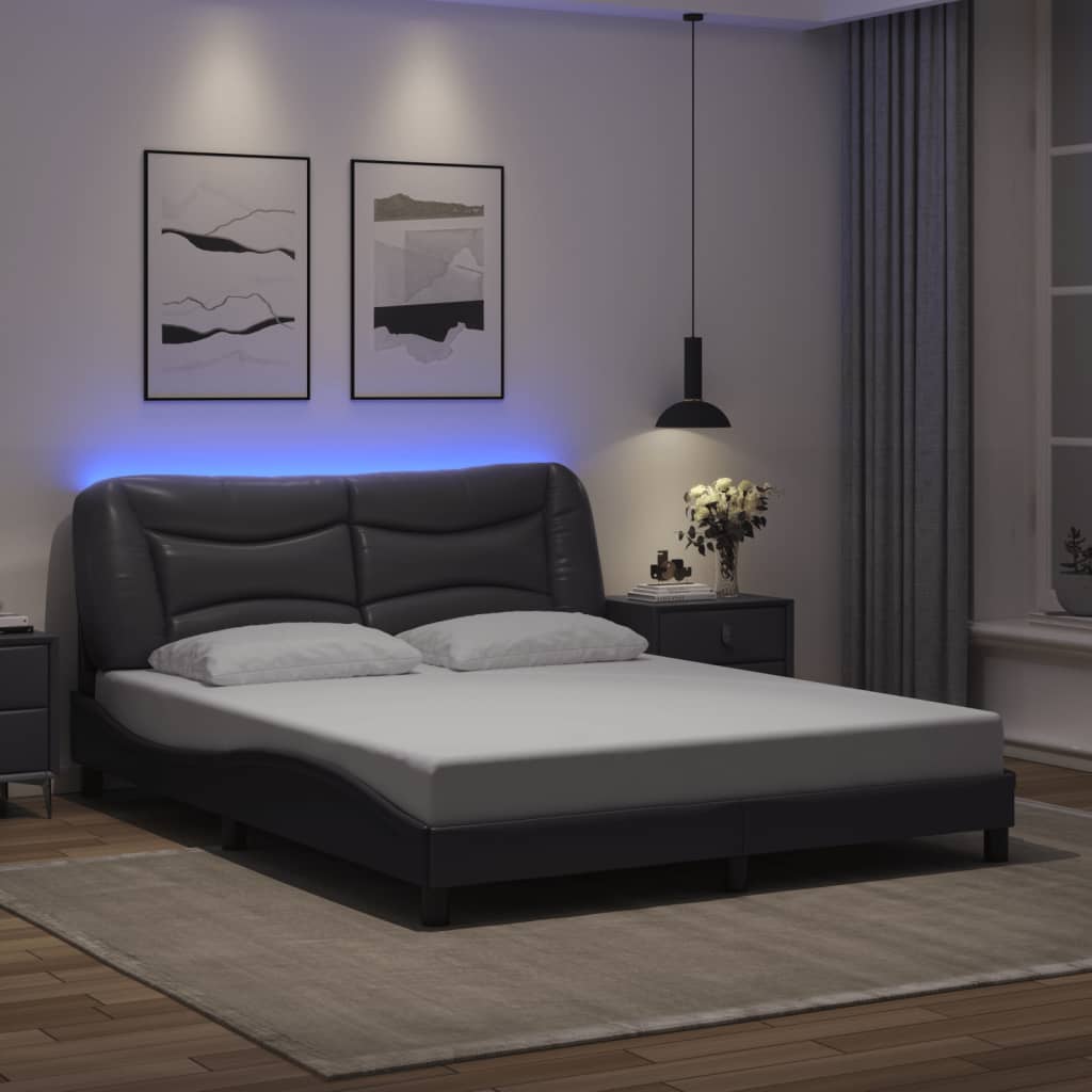 vidaXL Πλαίσιο κρεβατιού με LED χωρίς στρώμα Hvar Γκρι 160x200 εκ.