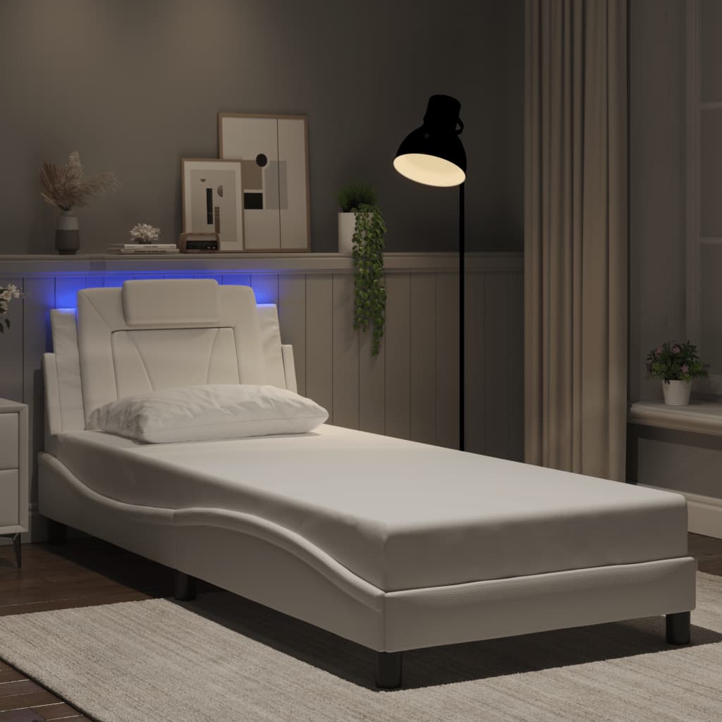vidaXL Πλαίσιο Κρεβατιού Viana με LED Χωρίς Στρώμα Λευκό 80x200 εκ.