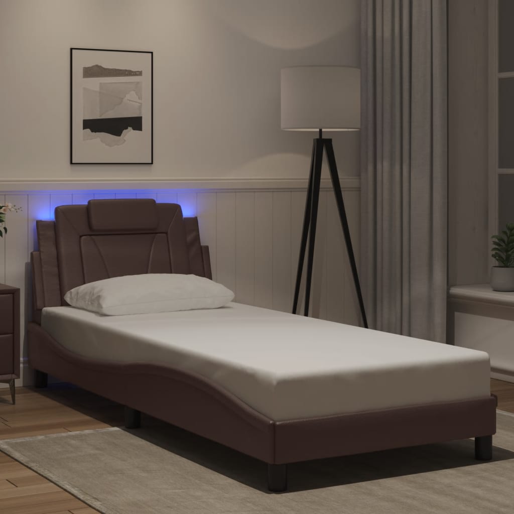 vidaXL Πλαίσιο Κρεβατιού Viana με LED Χωρίς Στρώμα Καφέ 80x200 εκ.