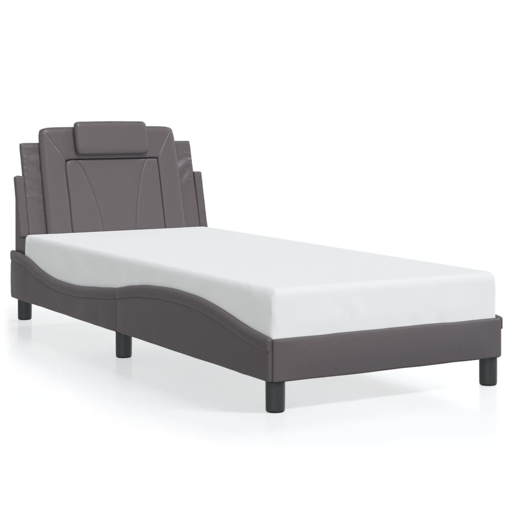 vidaXL Πλαίσιο Κρεβατιού Viana με LED Χωρίς Στρώμα Γκρι 80x200 εκ.