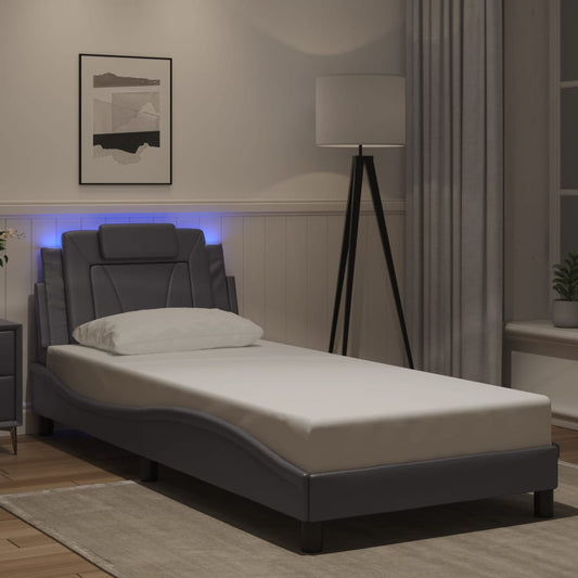 vidaXL Πλαίσιο Κρεβατιού Viana με LED Χωρίς Στρώμα Γκρι 80x200 εκ.