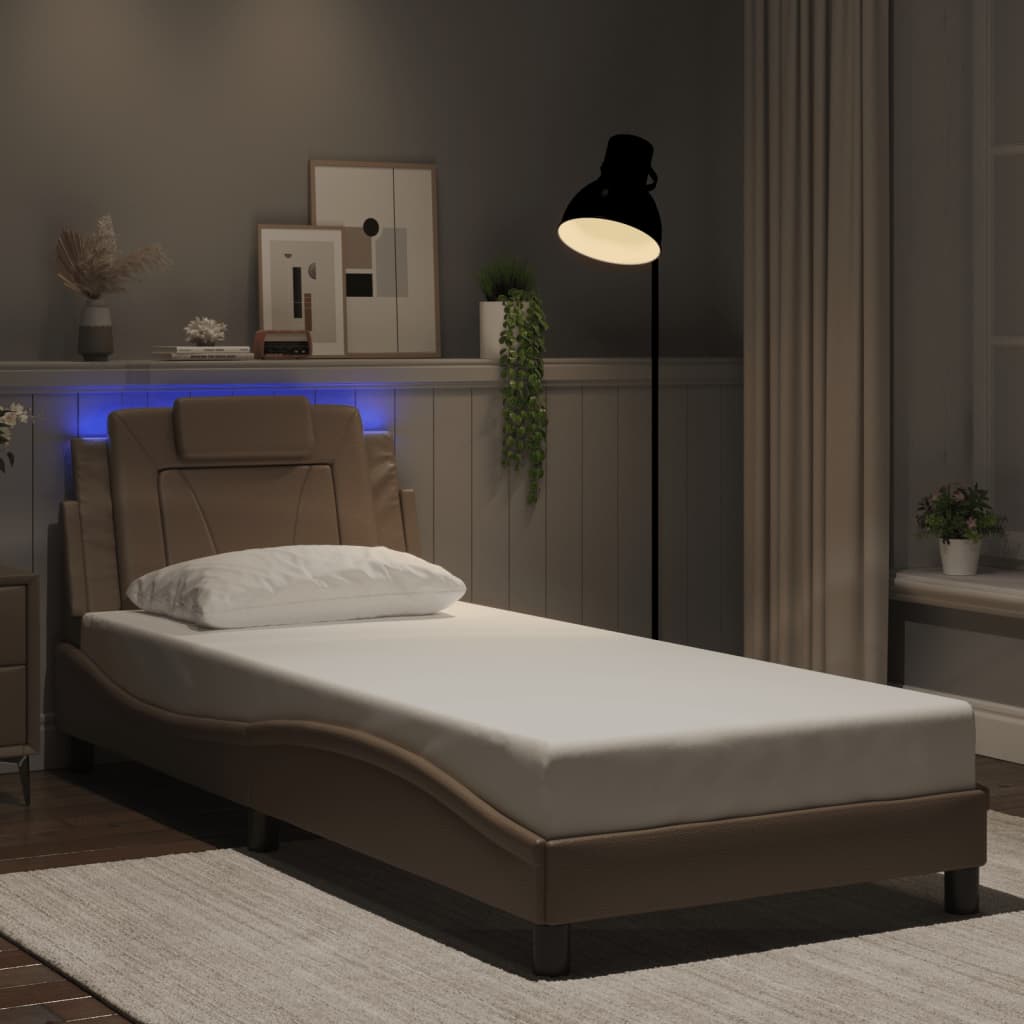 vidaXL Πλαίσιο Κρεβατιού Viana με LED Χωρίς Στρώμα Καπουτσίνο 80x200 εκ.