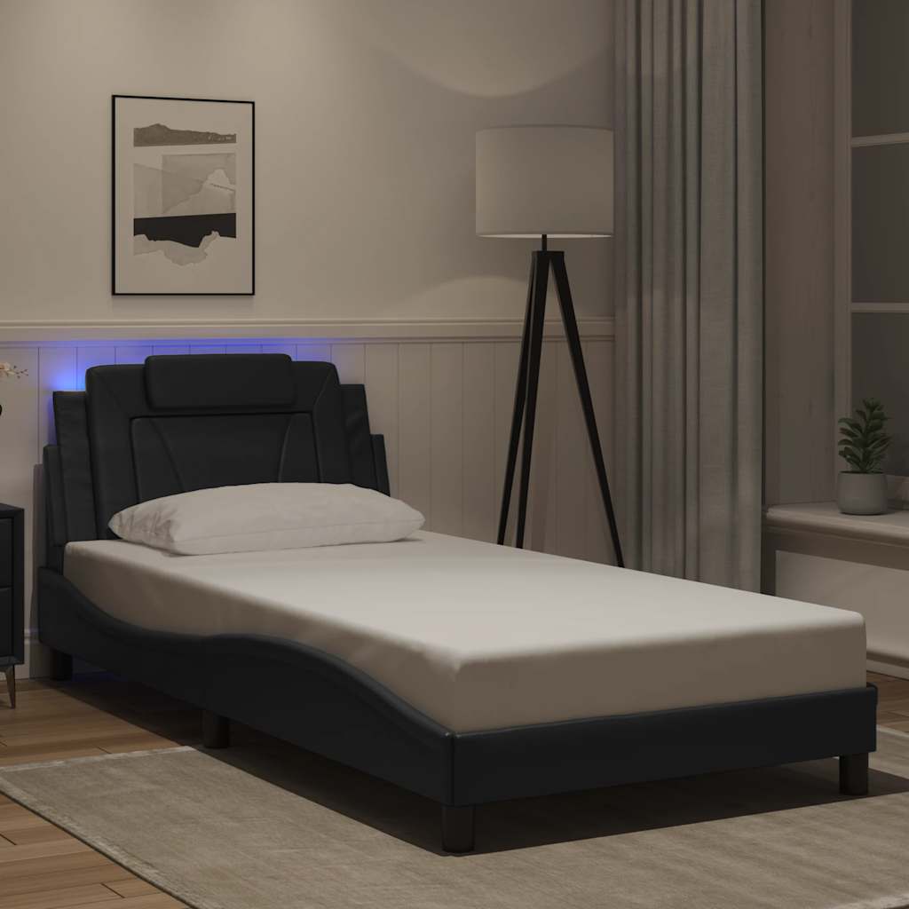 vidaXL Πλαίσιο Κρεβατιού Viana με LED Χωρίς Στρώμα Μαύρο 100x200 εκ.