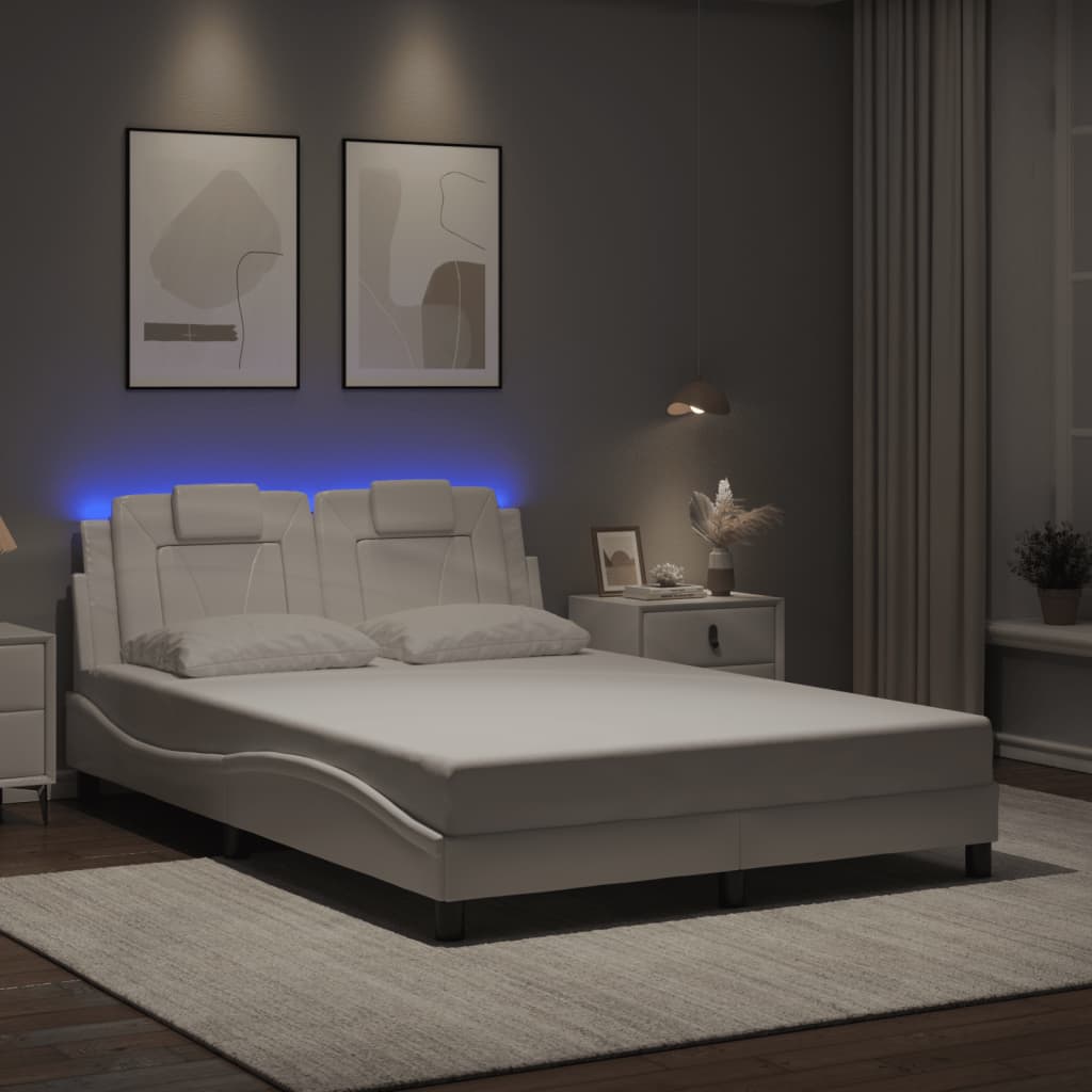 vidaXL Πλαίσιο Κρεβατιού Viana με LED Χωρίς Στρώμα Λευκό 120x200 εκ.