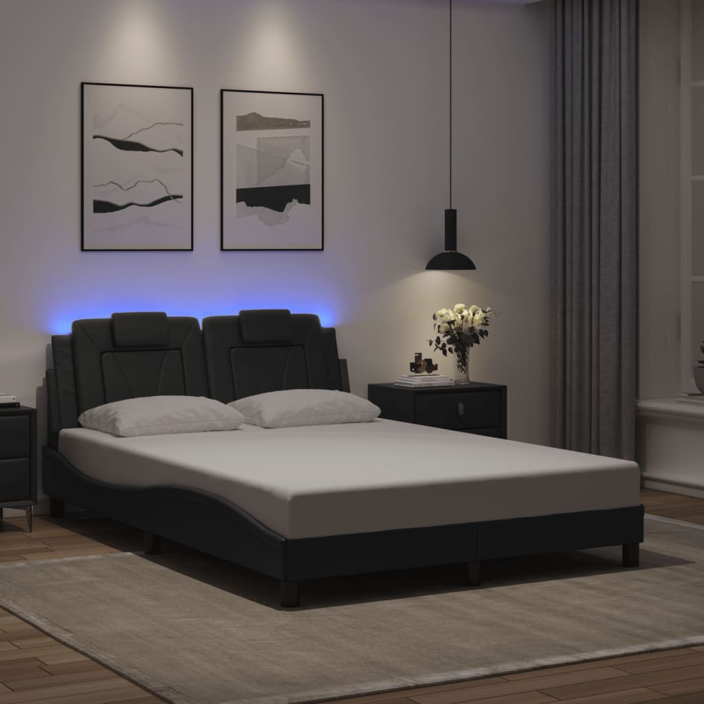 vidaXL Πλαίσιο Κρεβατιού Viana με LED Χωρίς Στρώμα Γκρι 140x190εκ.