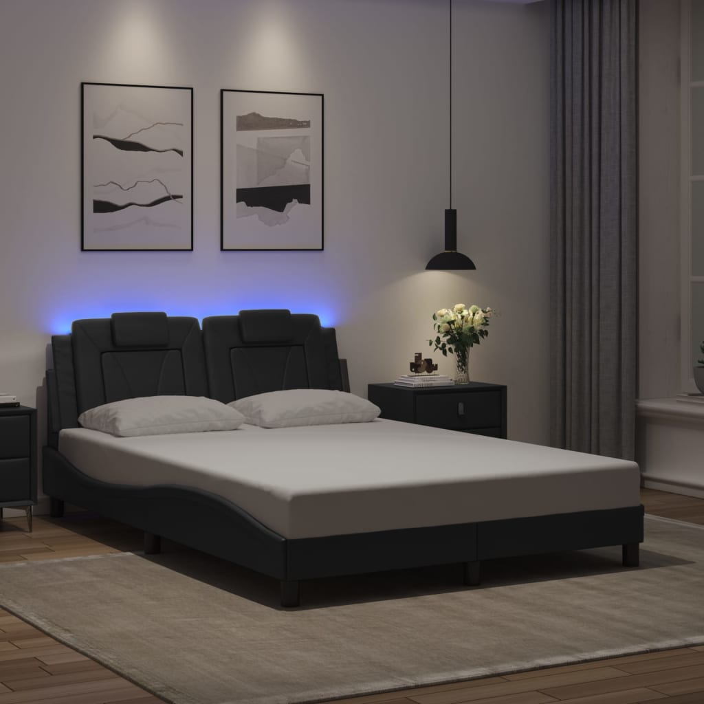 vidaXL Πλαίσιο Κρεβατιού Viana με LED Χωρίς Στρώμα Μαύρο 140x200 εκ.